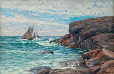 Sailboat by the Shore by Woldemar Toppelius